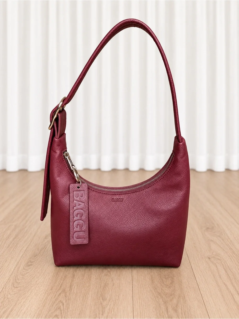 BAGGU Mahogany Recycled Leather Shoulder Bag